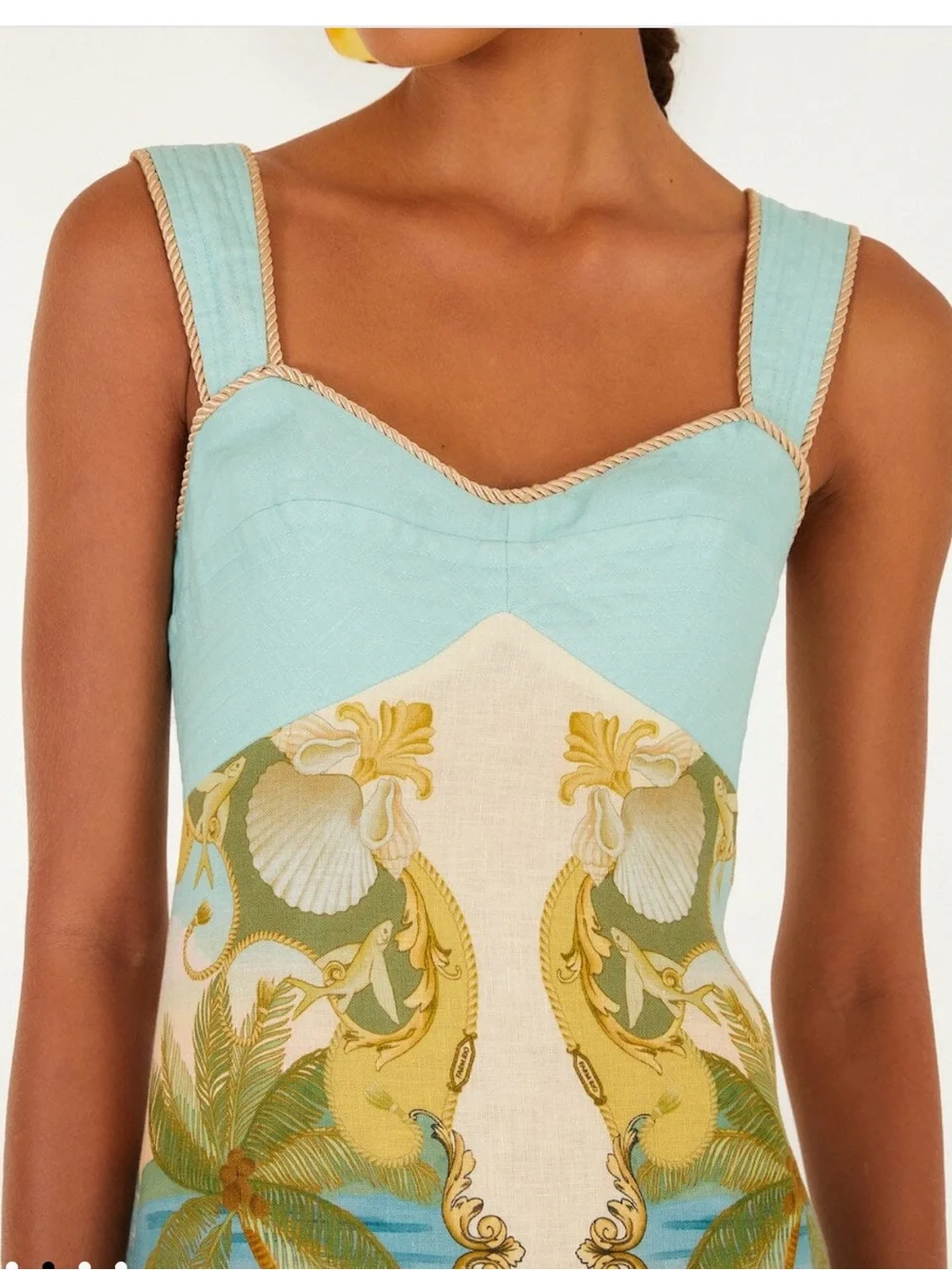 FARM Rio Multicolor Royal Sea Maxi Dress 100% Linen NWT - Picture 2 of 12
